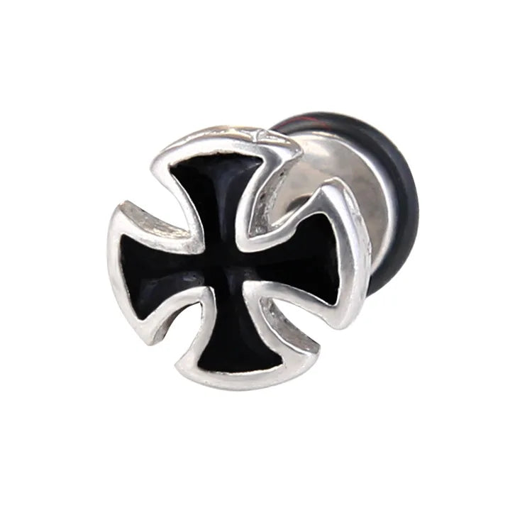 Skull Cross Screw Stud Earrings