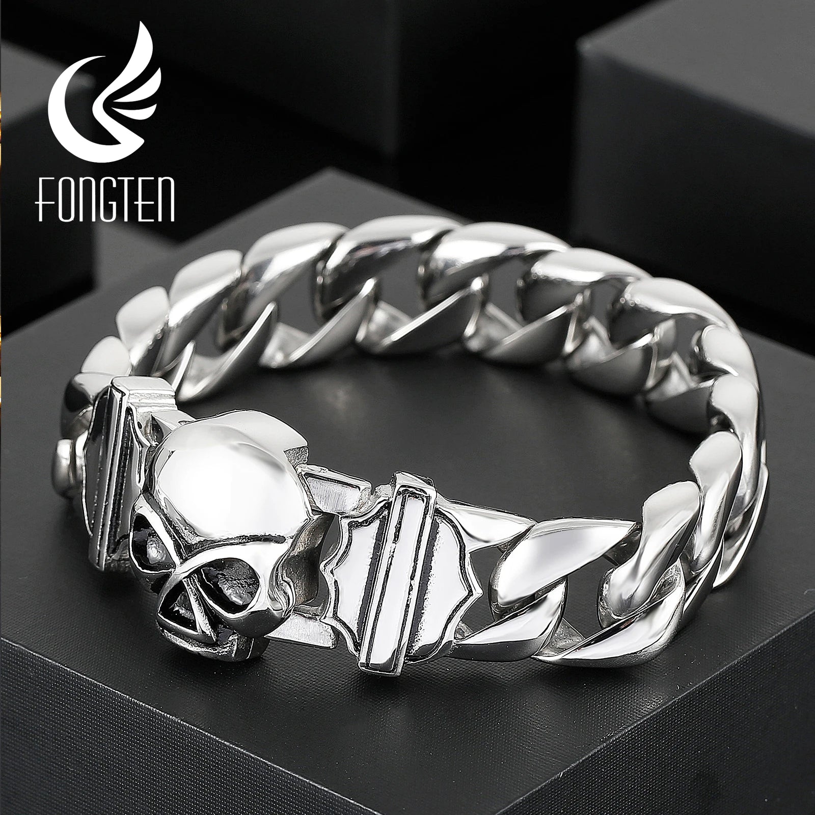 Skull Cuban Chain Bracelet