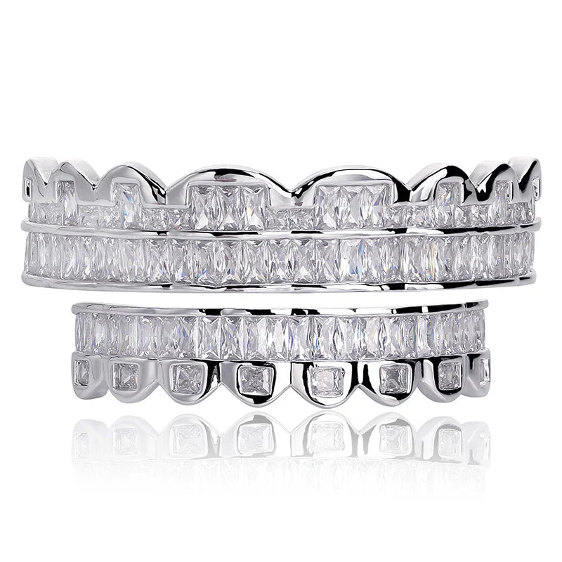 AAA Cubic Zircon Grillz — 14K Gold Plated Top & Bottom Set