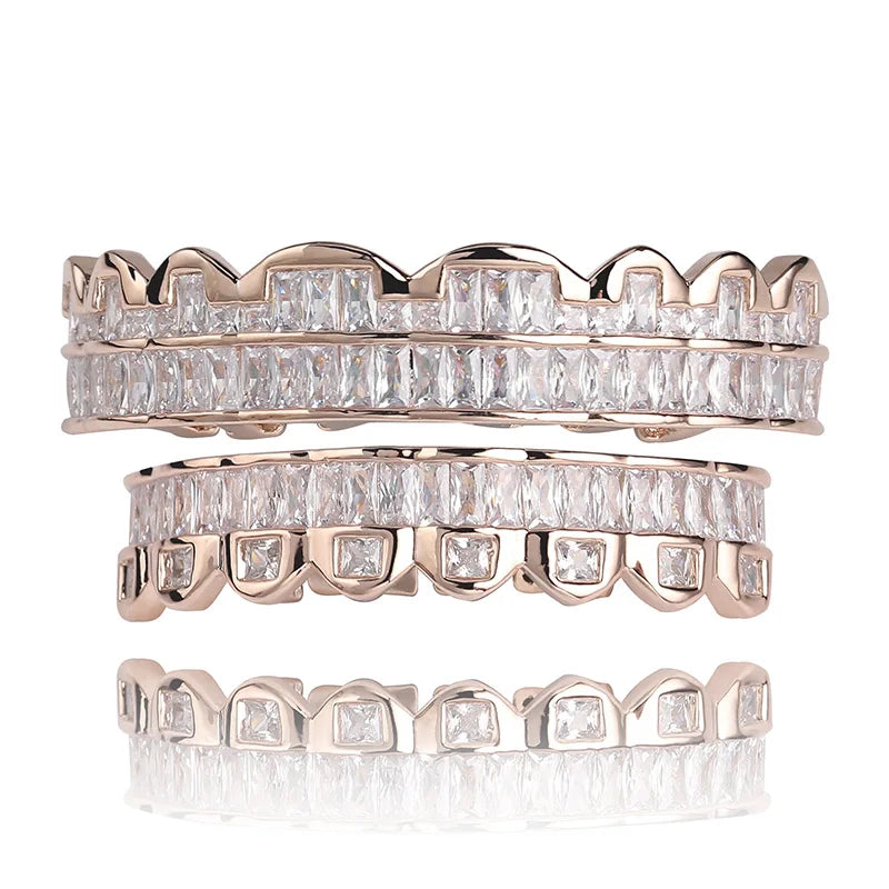 AAA Cubic Zircon Grillz — 14K Gold Plated Top & Bottom Set