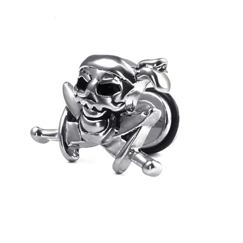 Skull Cross Screw Stud Earrings