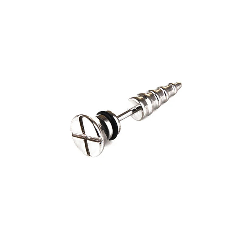 Skull Cross Screw Stud Earrings