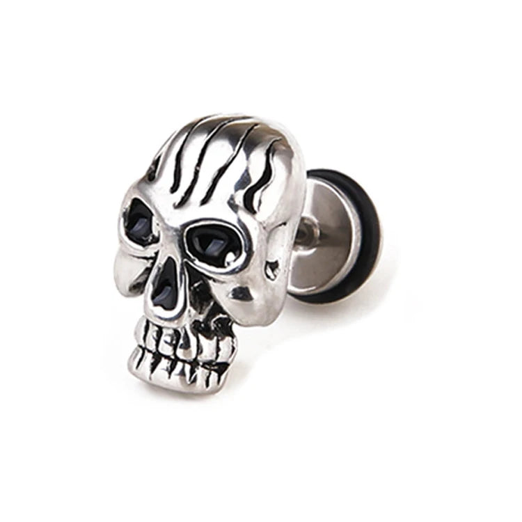 Skull Cross Screw Stud Earrings