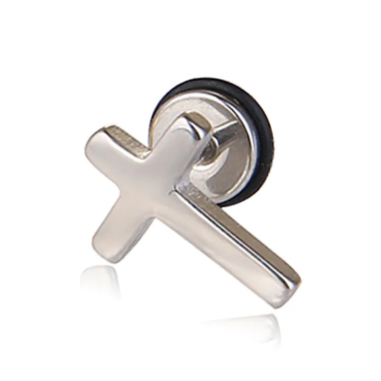 Skull Cross Screw Stud Earrings