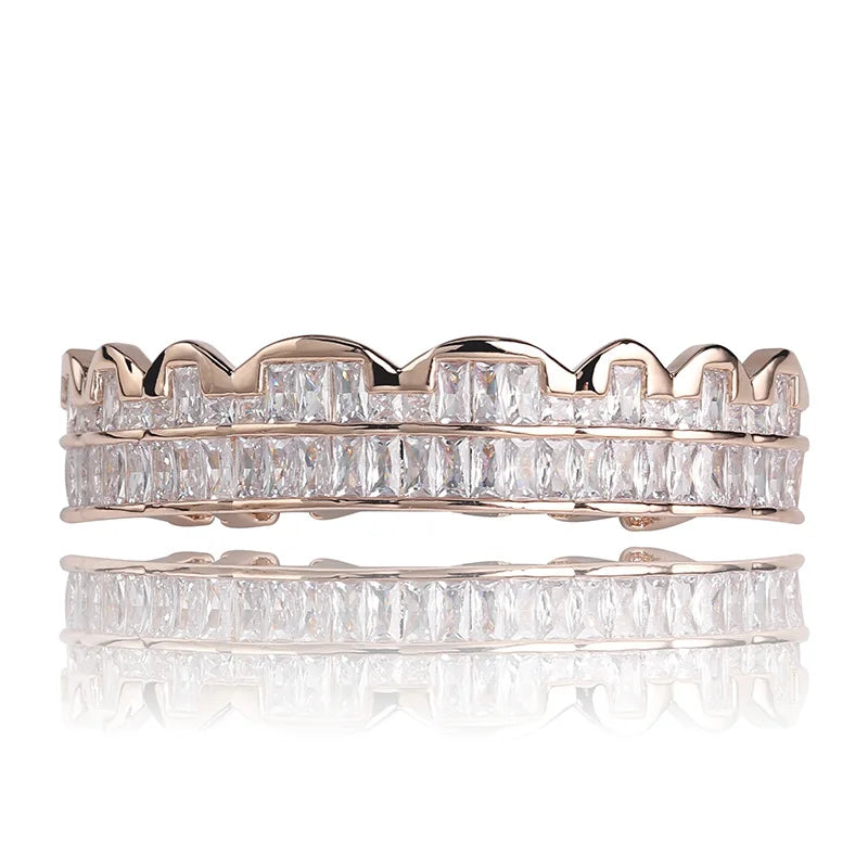 AAA Cubic Zircon Grillz — 14K Gold Plated Top & Bottom Set