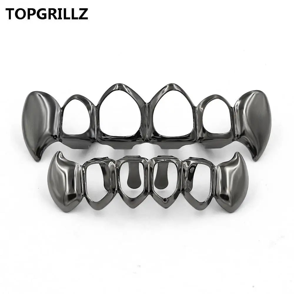 14K Gold Plated Vampire Grillz — Hip-Hop Top & Bottom Set