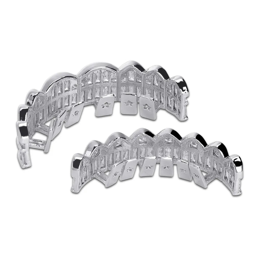 AAA Cubic Zircon Grillz — 14K Gold Plated Top & Bottom Set