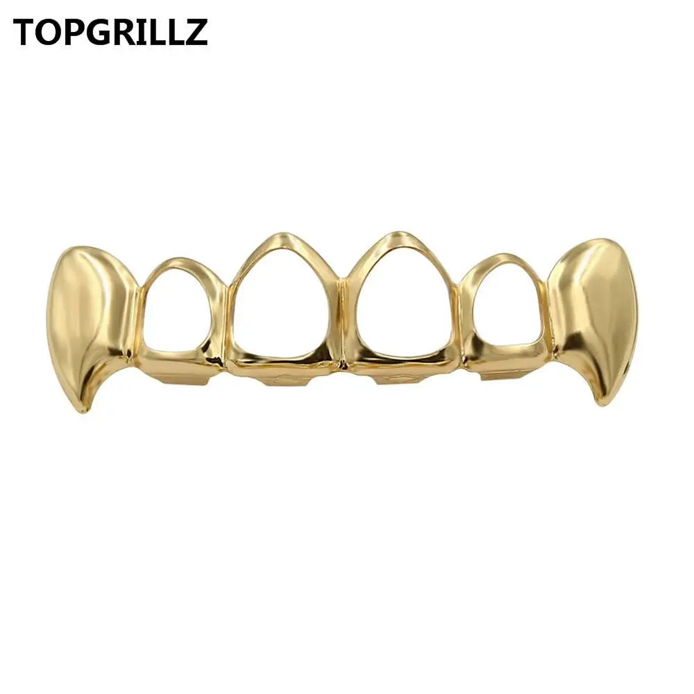14K Gold Plated Vampire Grillz — Hip-Hop Top & Bottom Set