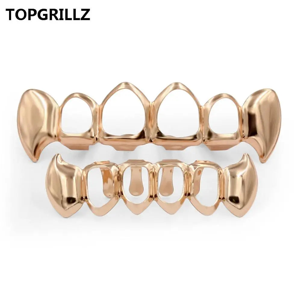 14K Gold Plated Vampire Grillz — Hip-Hop Top & Bottom Set