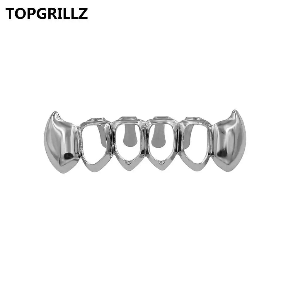 14K Gold Plated Vampire Grillz — Hip-Hop Top & Bottom Set