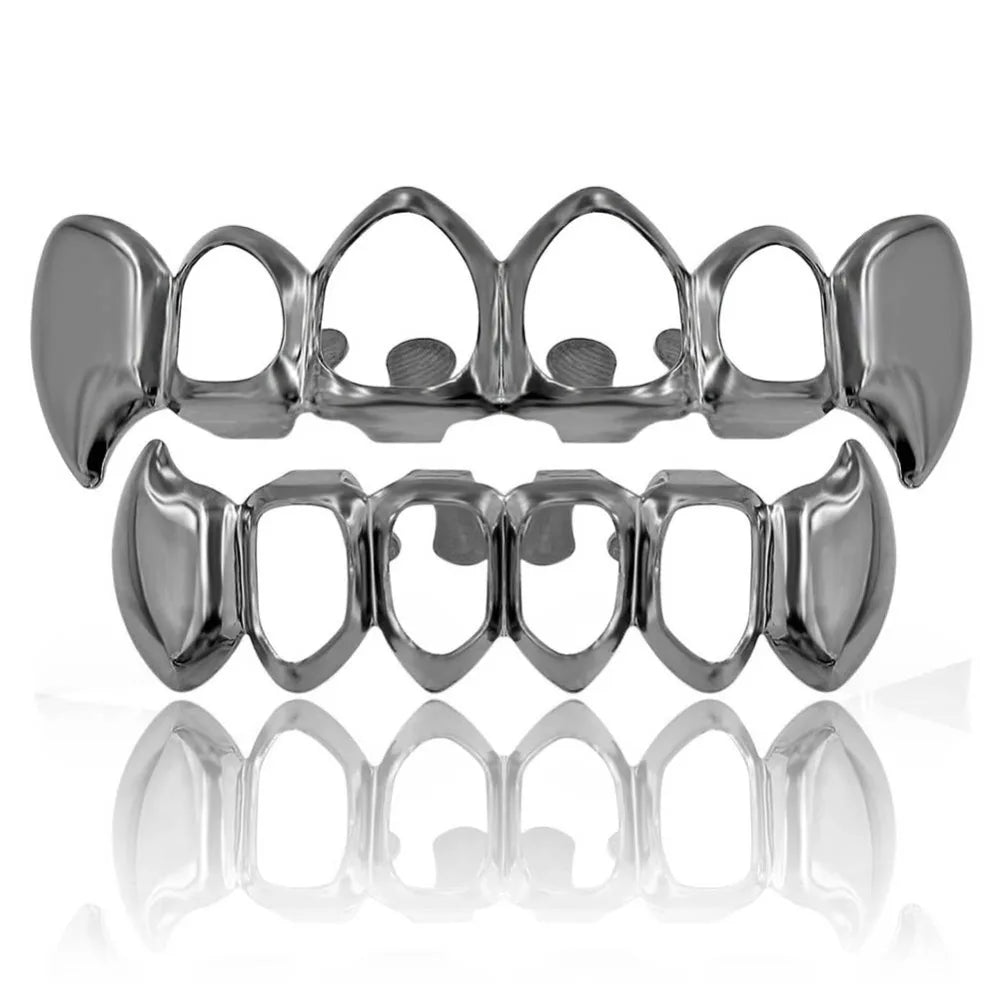 14K Gold Plated Vampire Grillz — Hip-Hop Top & Bottom Set