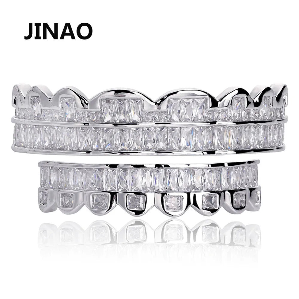 AAA Cubic Zircon Grillz — 14K Gold Plated Top & Bottom Set