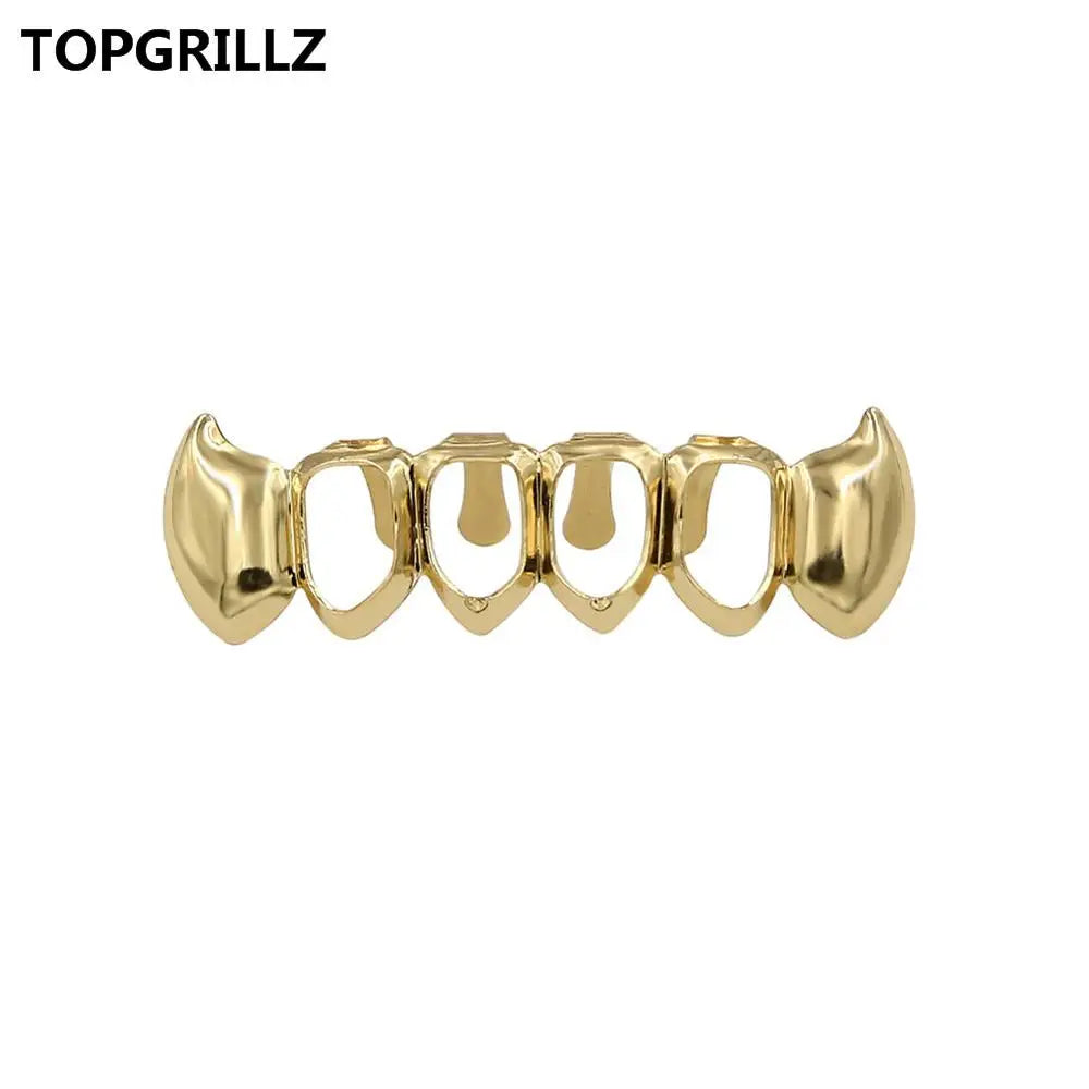 14K Gold Plated Vampire Grillz — Hip-Hop Top & Bottom Set