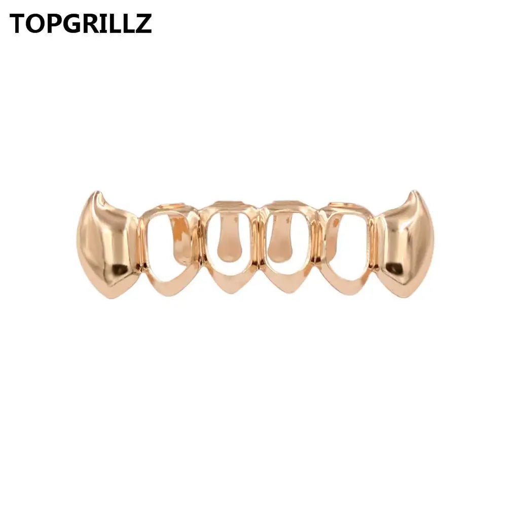 14K Gold Plated Vampire Grillz — Hip-Hop Top & Bottom Set