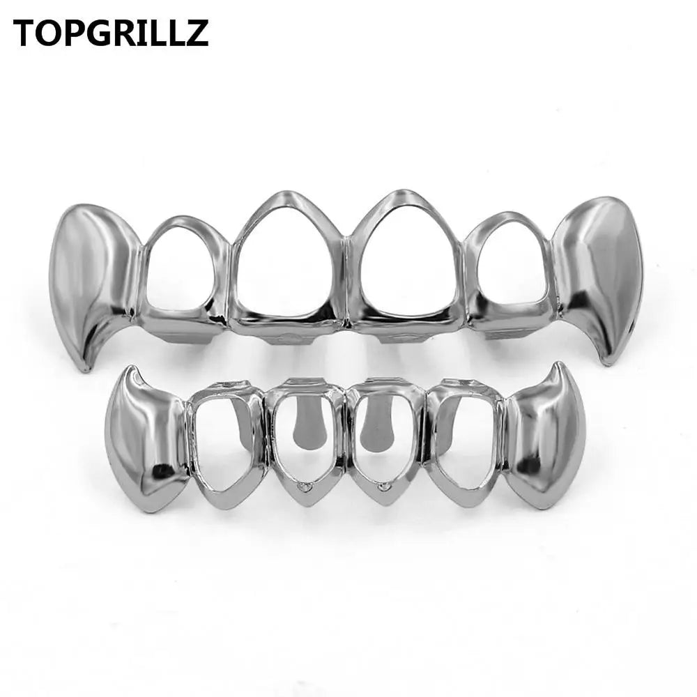 14K Gold Plated Vampire Grillz — Hip-Hop Top & Bottom Set