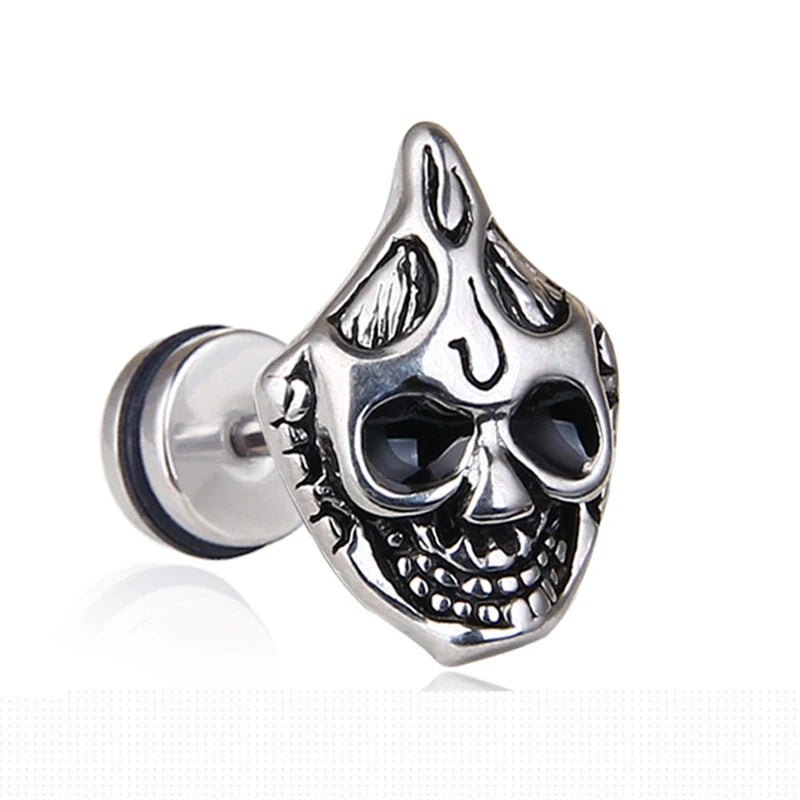 Skull Cross Screw Stud Earrings