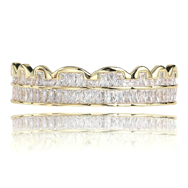 AAA Cubic Zircon Grillz — 14K Gold Plated Top & Bottom Set