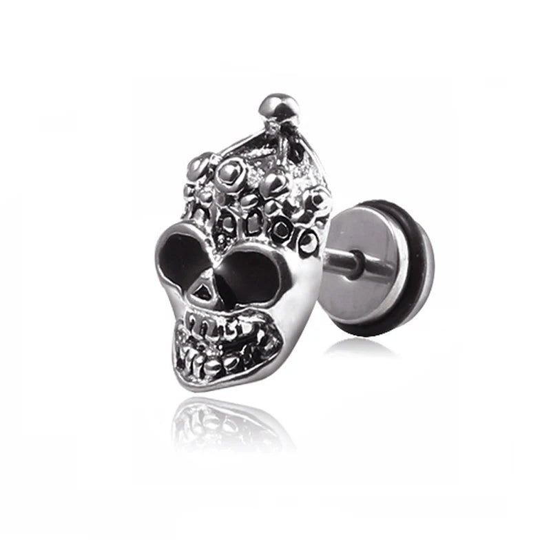 Skull Cross Screw Stud Earrings