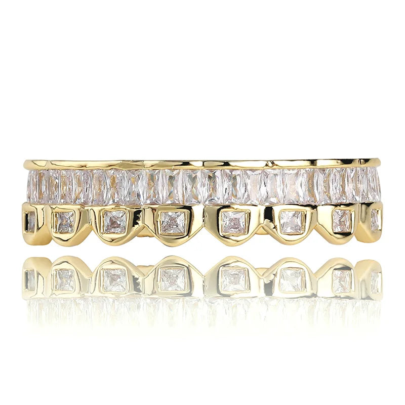 AAA Cubic Zircon Grillz — 14K Gold Plated Top & Bottom Set