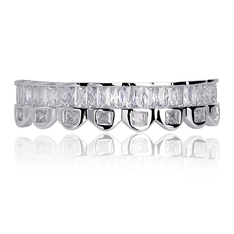 AAA Cubic Zircon Grillz — 14K Gold Plated Top & Bottom Set