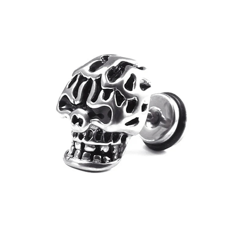 Skull Cross Screw Stud Earrings