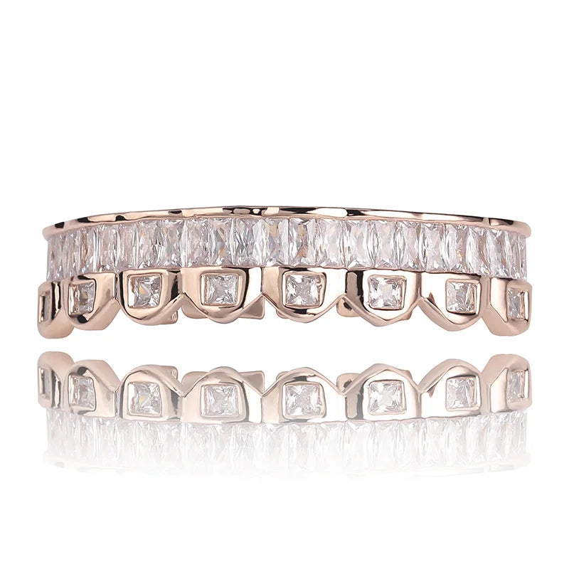AAA Cubic Zircon Grillz — 14K Gold Plated Top & Bottom Set