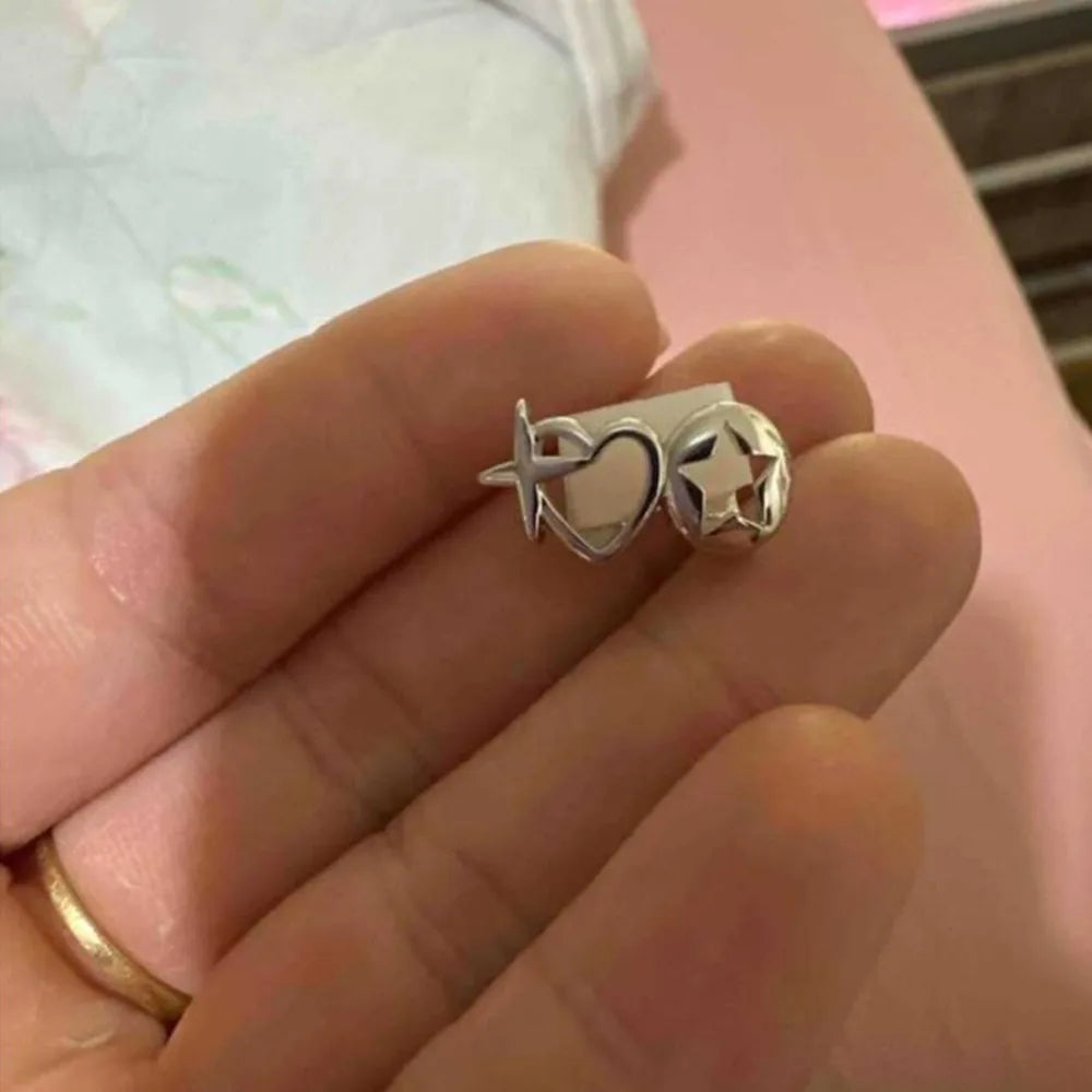 Double Heart & Stars Dental Grillz — Hip-Hop Stainless Steel