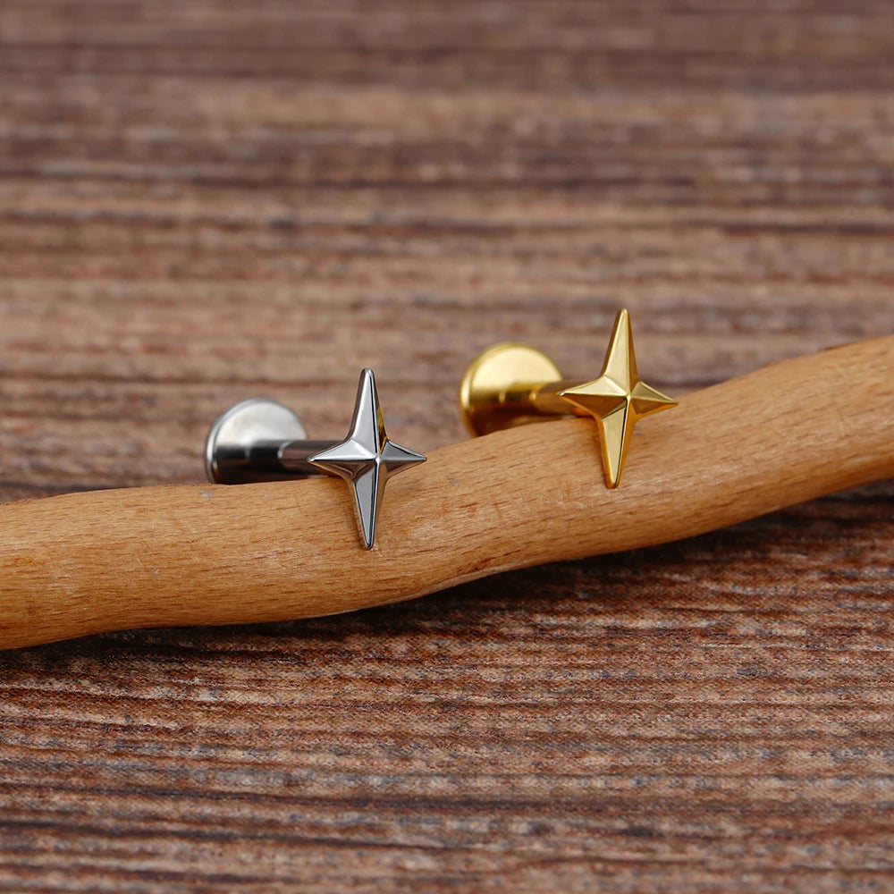 Titanium 4-Point Star Flatback Stud