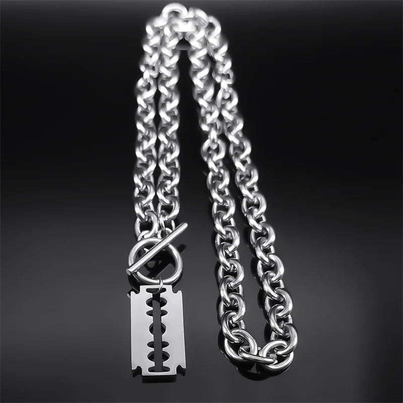 Razor Blade Necklace & Bracelet Set