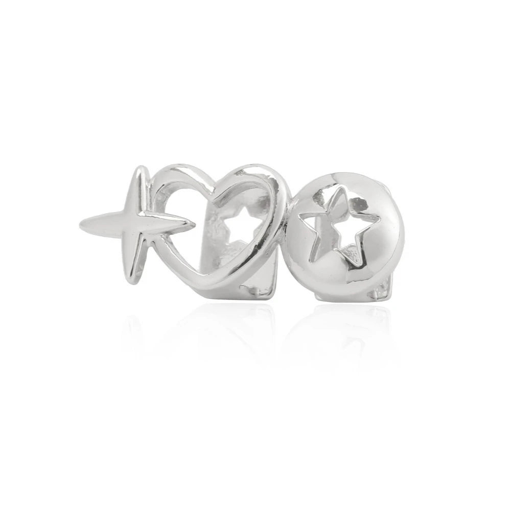 Double Heart & Stars Dental Grillz — Hip-Hop Stainless Steel