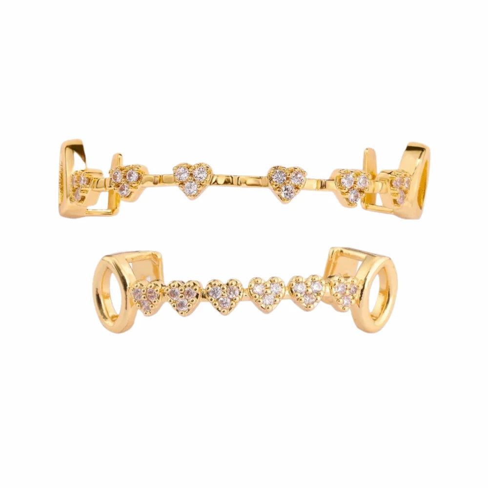 Rhinestone Zircon Charm Grillz — Vacuum Plated Gold & Silver