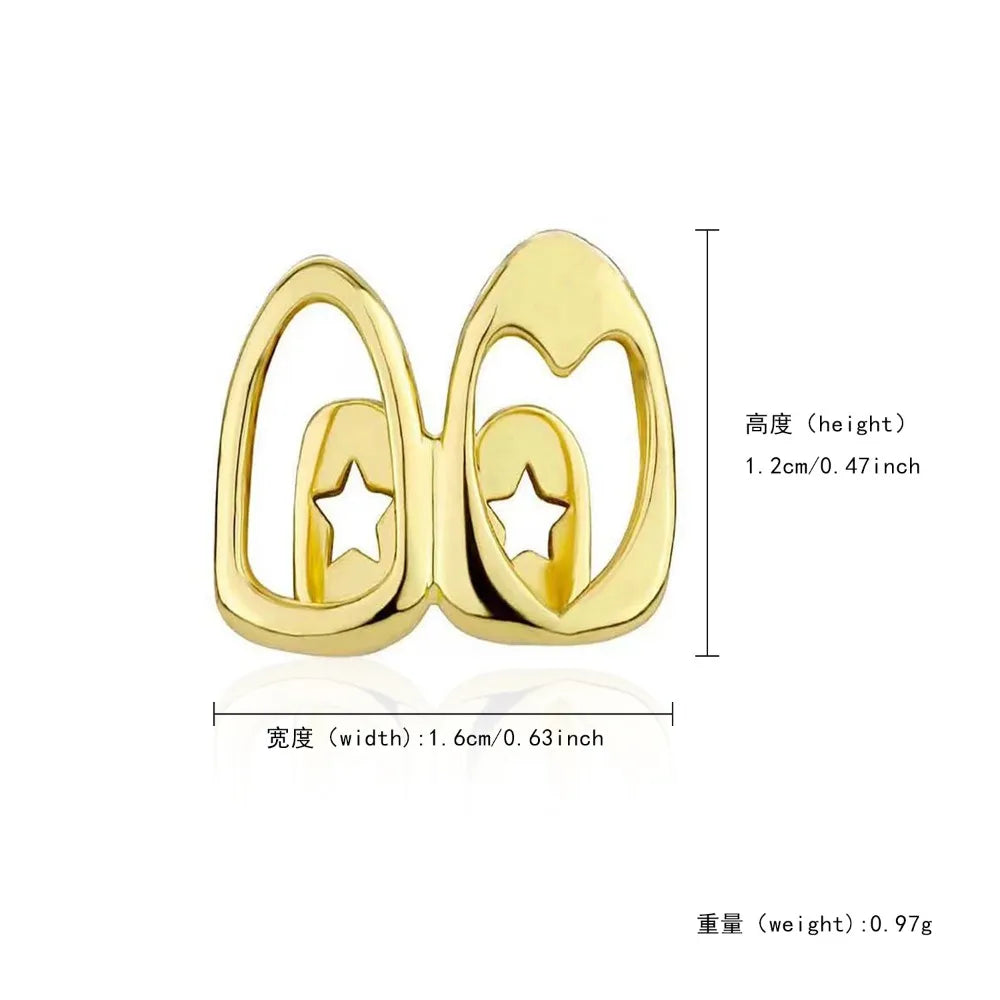 Hollowed Heart Zircon Dental Grillz — Gold & Silver