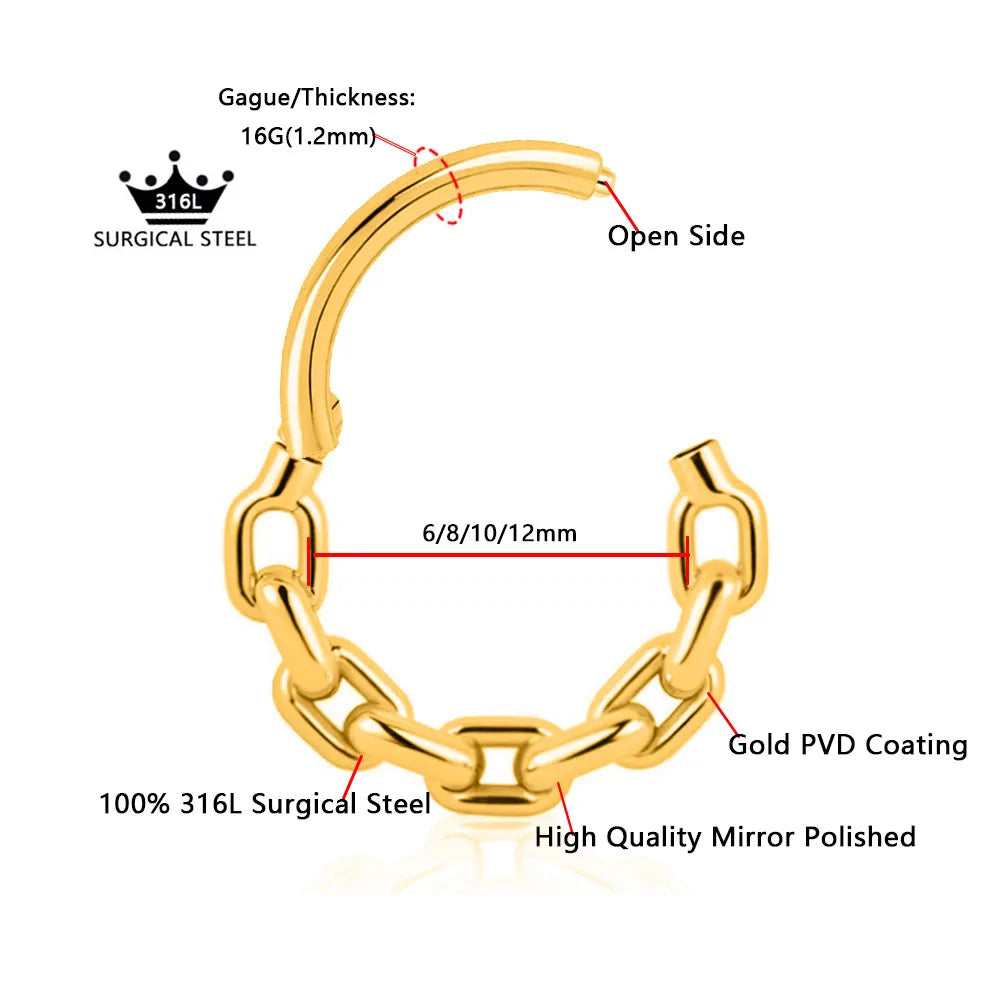 Moon Chain Hinged Clicker Ring