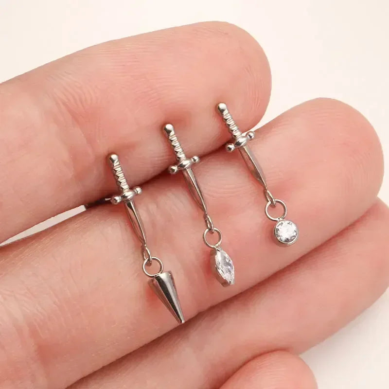 Titanium Gothic Marquise Sword Labret Stud