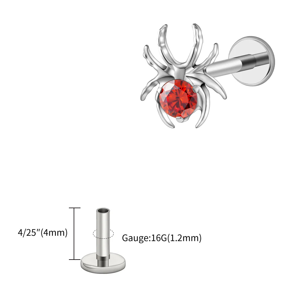 CZ Spider Flatback Cartilage Stud