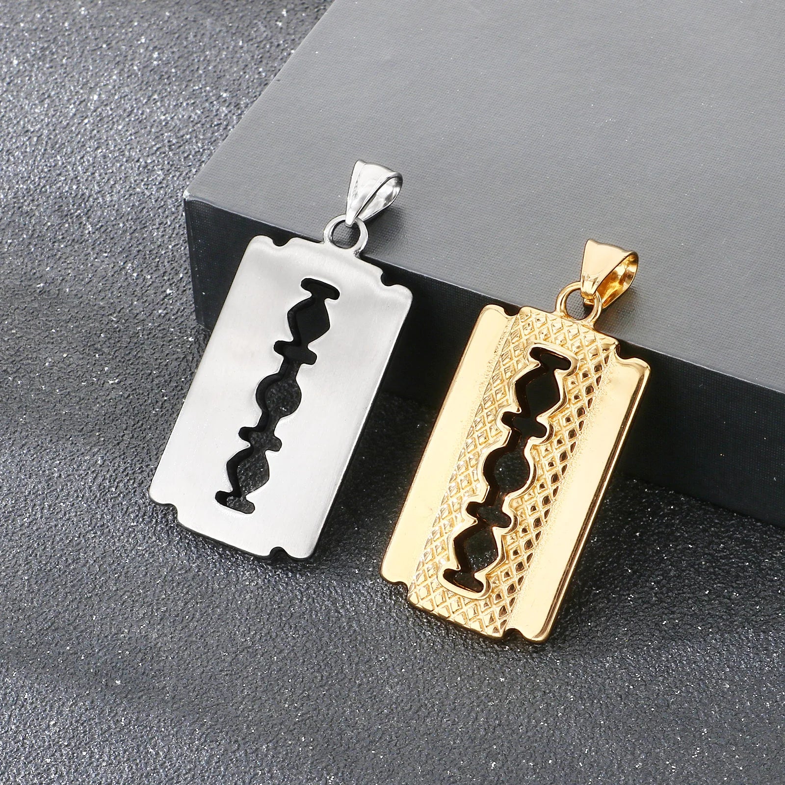 Double-Sided Razor Blade Pendant Necklace