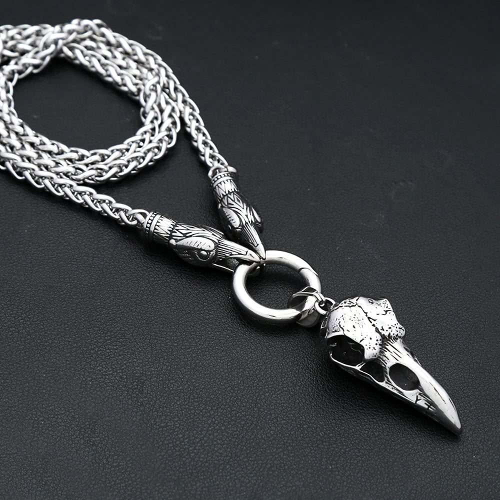 Crow Skull Pendant Necklace