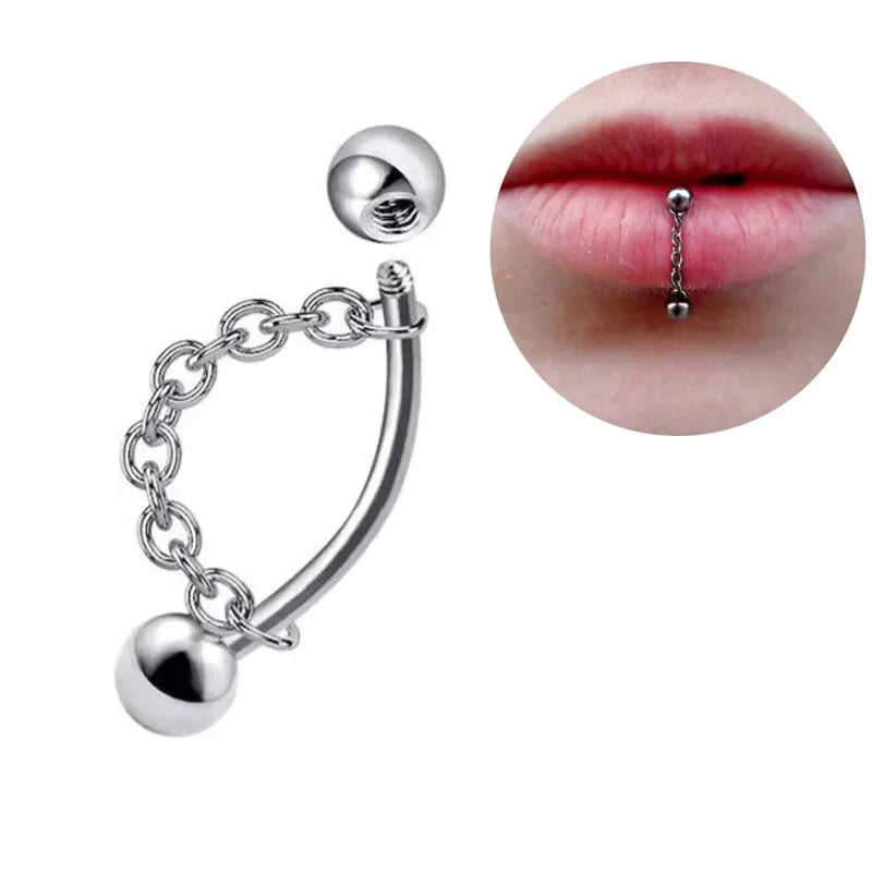 Detachable Chain Lip & Cartilage Stud