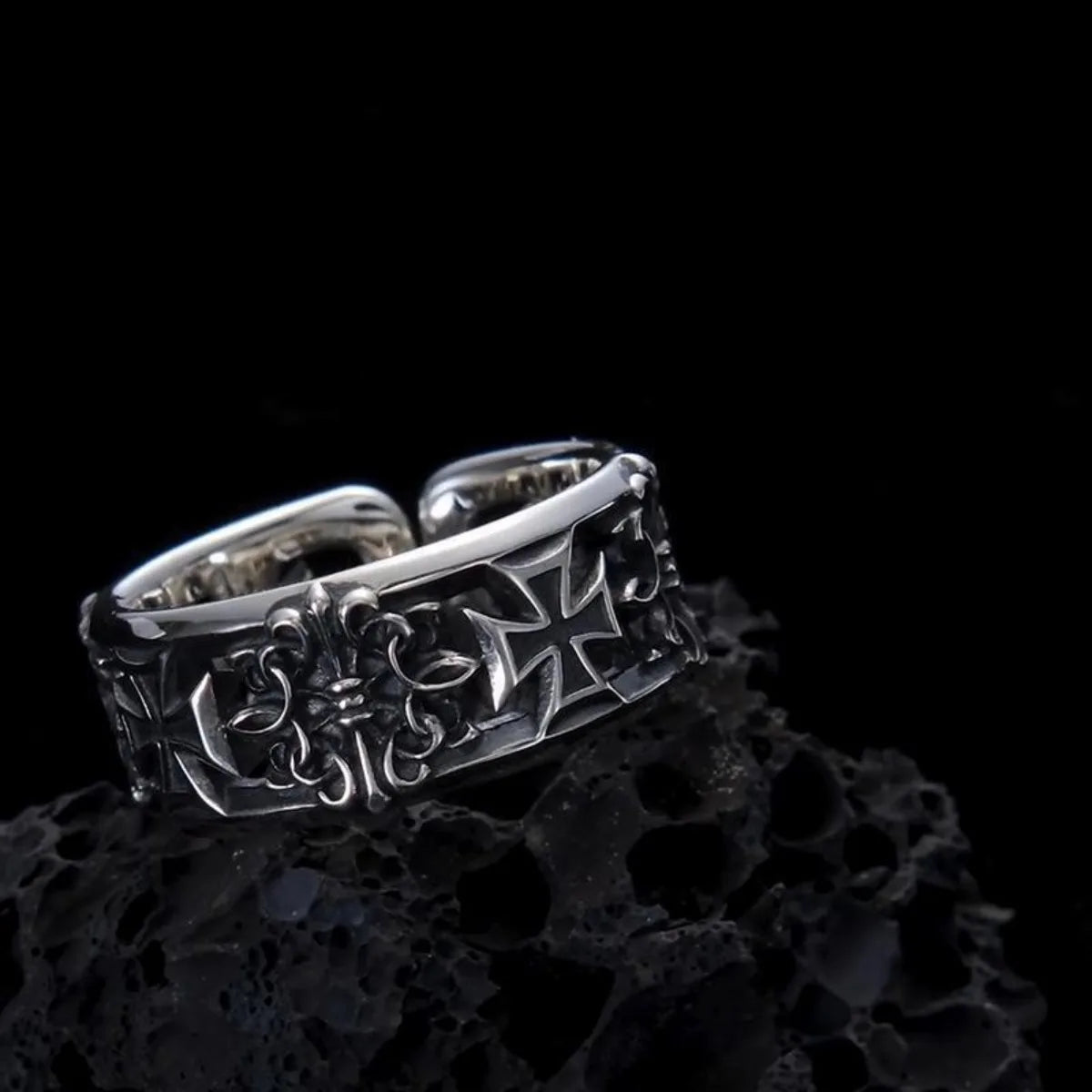 Vintage Gothic Adjustable Cross Ring