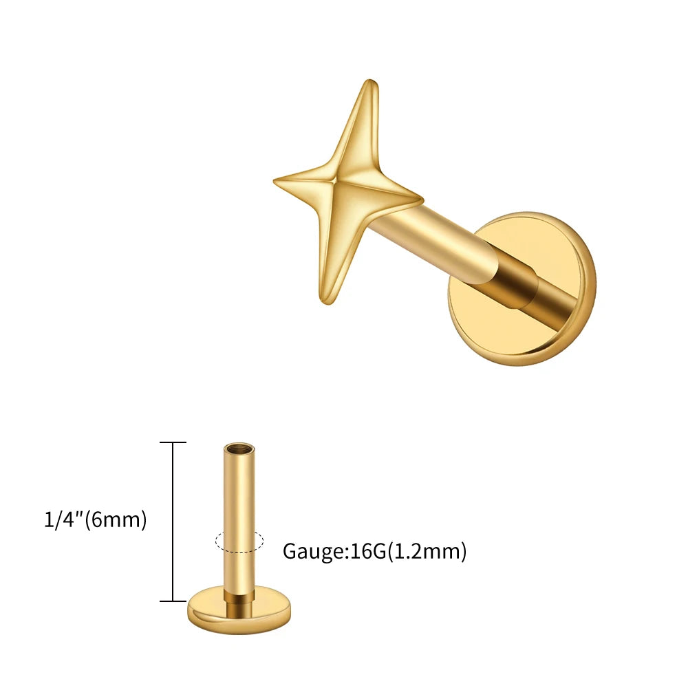 Titanium 4-Point Star Flatback Stud