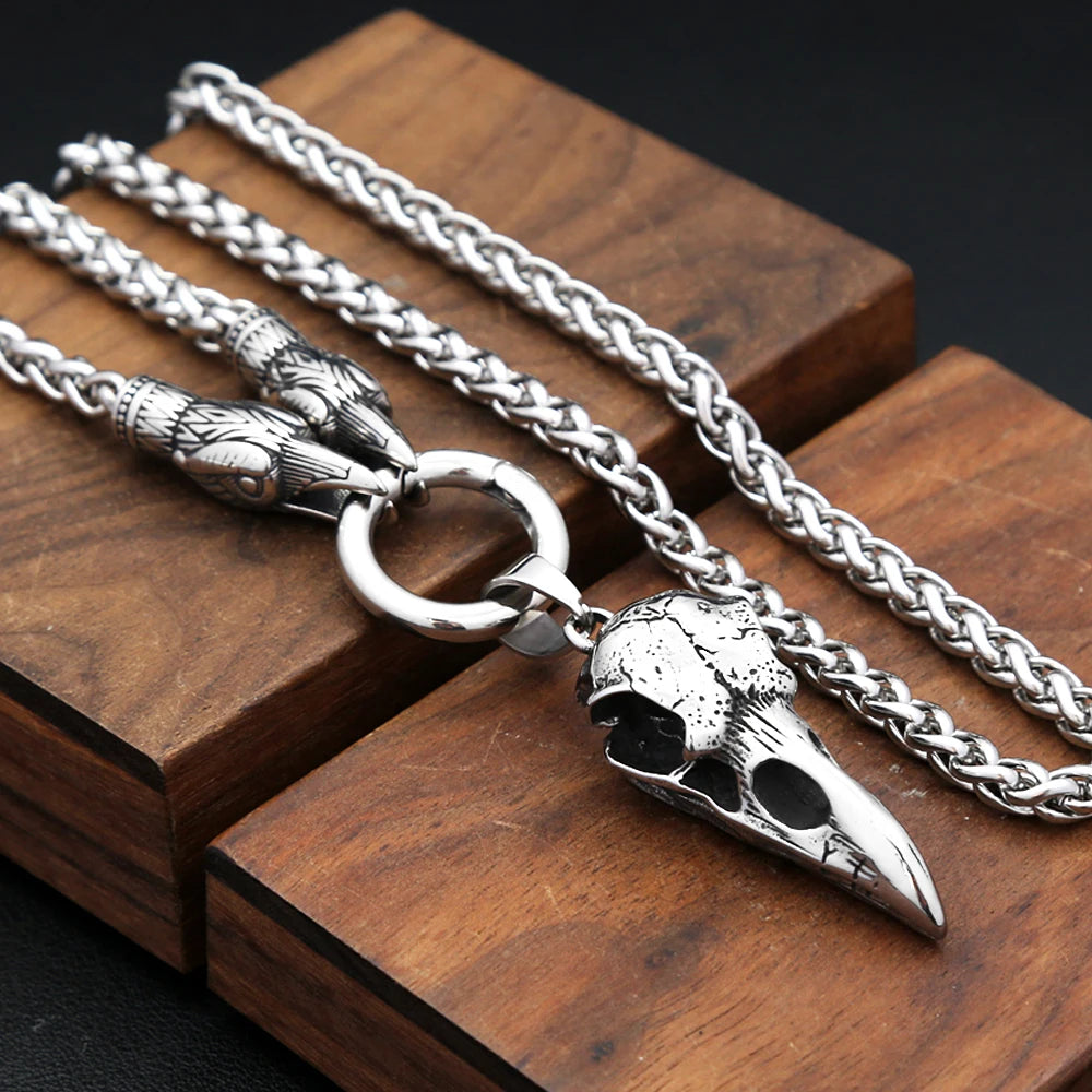 Crow Skull Pendant Necklace
