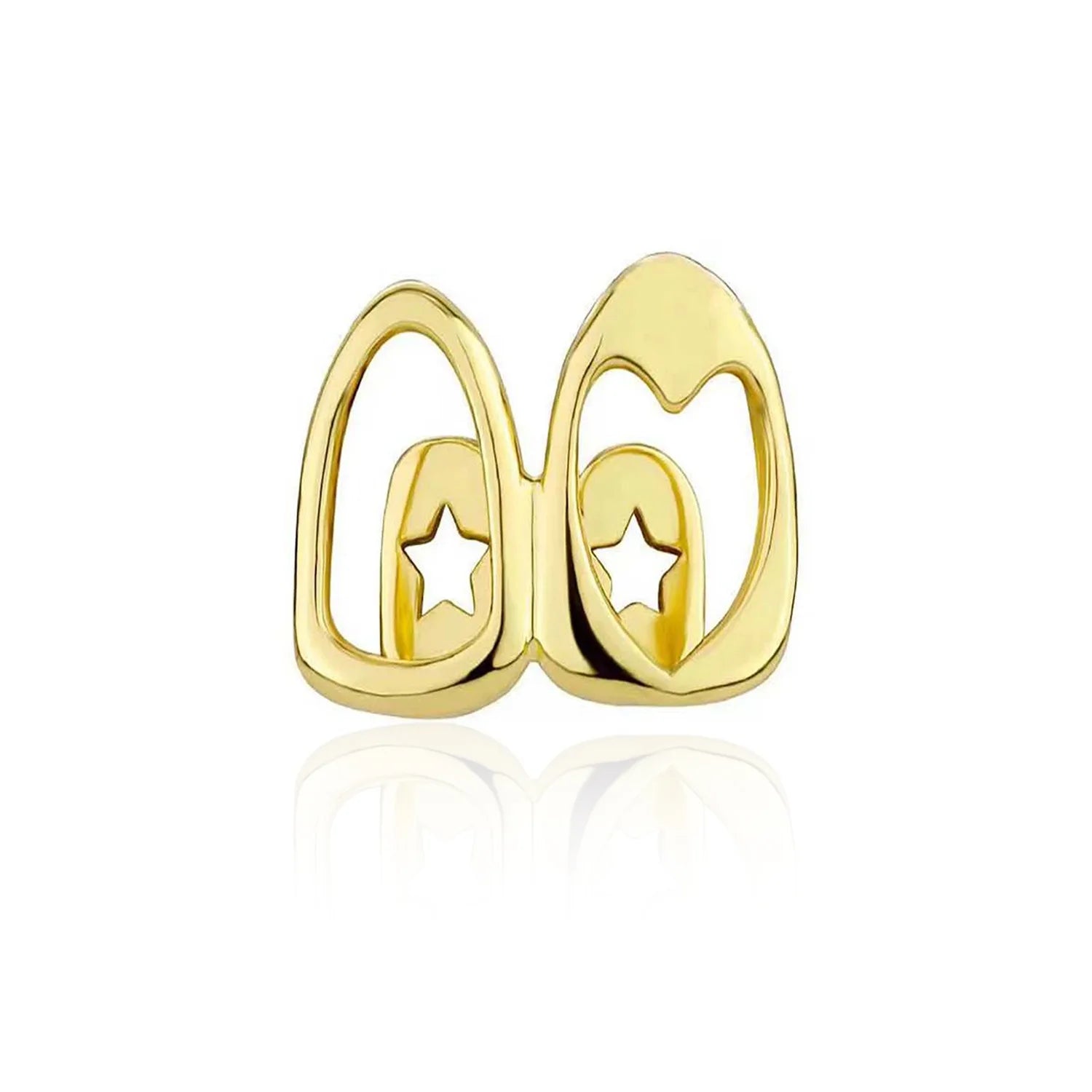 Hollowed Heart Zircon Dental Grillz — Gold & Silver