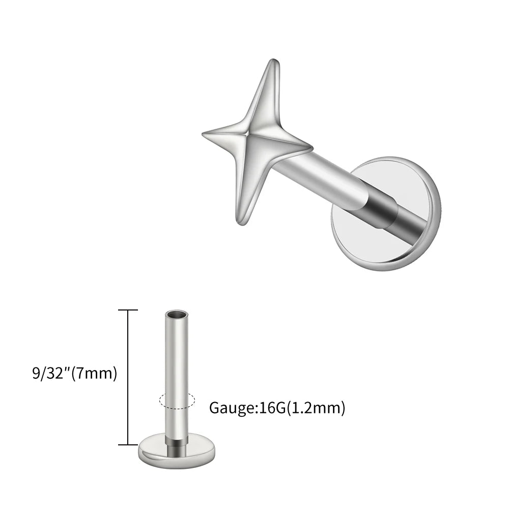 Titanium 4-Point Star Flatback Stud