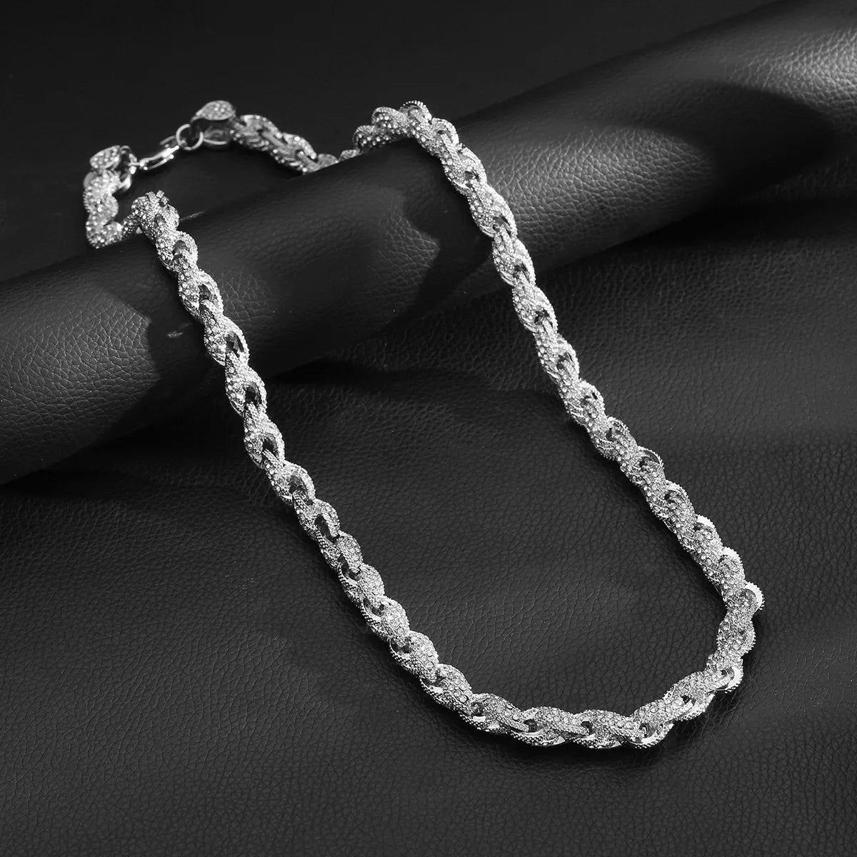 Diamond-Cut Twist Chain Necklace — 10mm Hip-Hop Gold & Silver