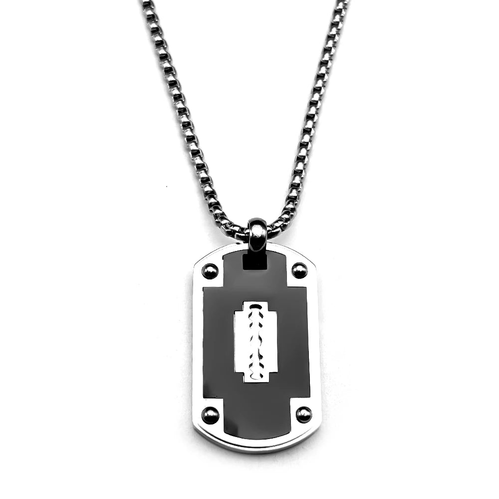 Razor Blade Dog Tag Pendant