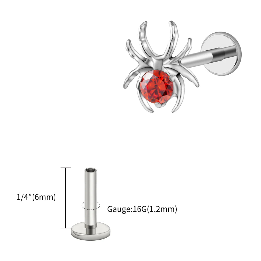 CZ Spider Flatback Cartilage Stud