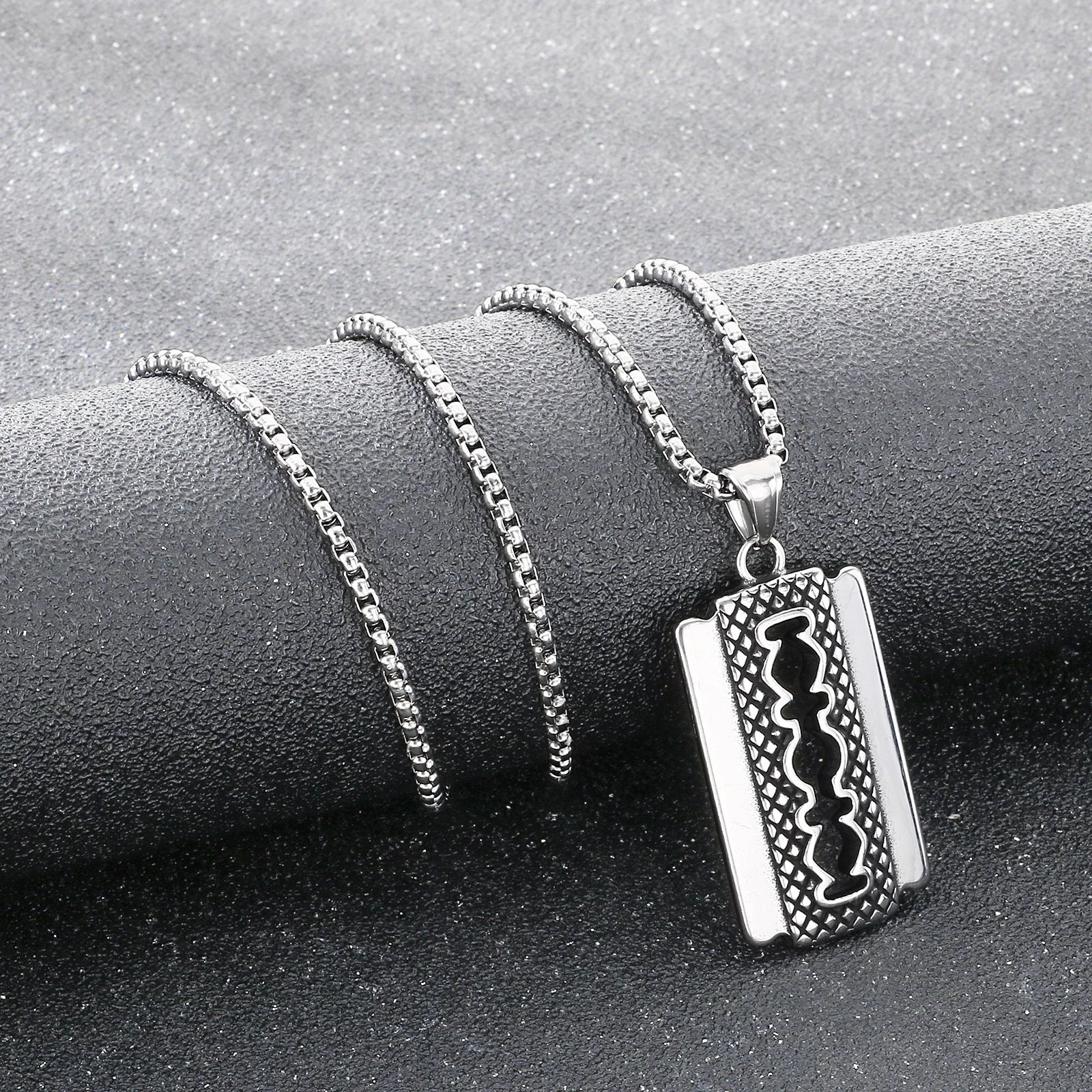 Double-Sided Razor Blade Pendant Necklace
