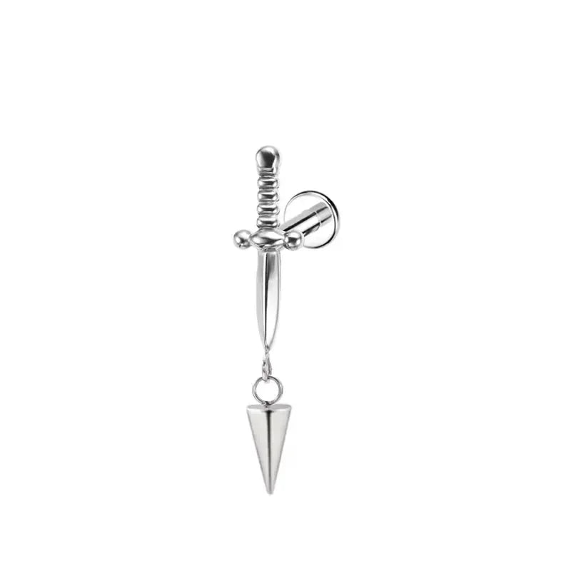 Titanium Gothic Marquise Sword Labret Stud