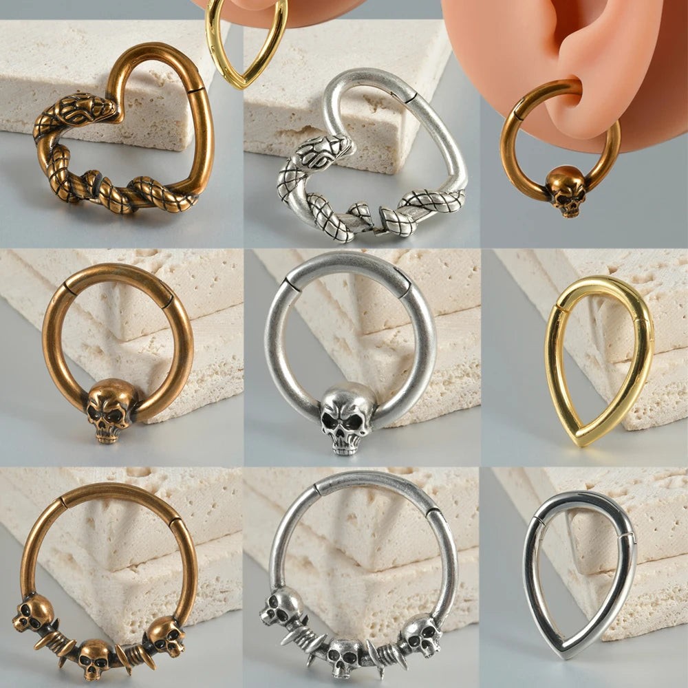 Copper Snake Skull Ear Weight & Plug