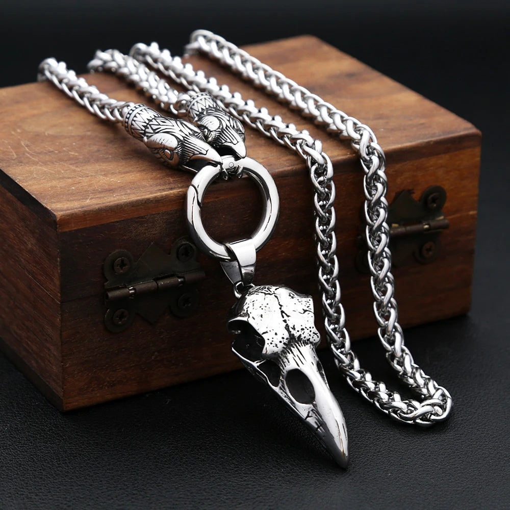 Crow Skull Pendant Necklace